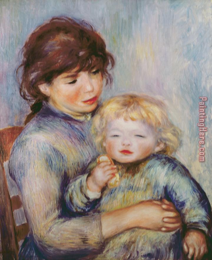 Pierre Auguste Renoir Maternity or Child with a biscuit